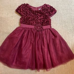 Burgundy formal dress with flower details